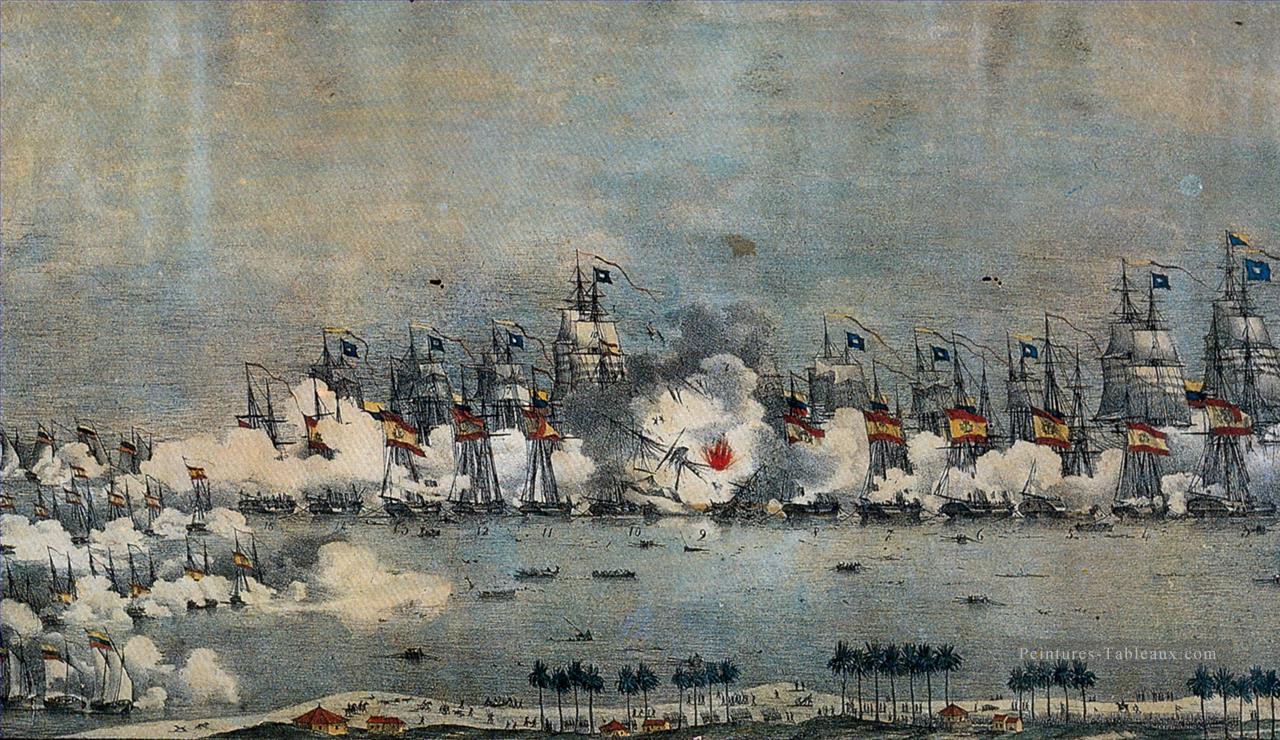 Bataille du Lac de Maracaibo 1823 Sea Warfare Peintures à l'huile